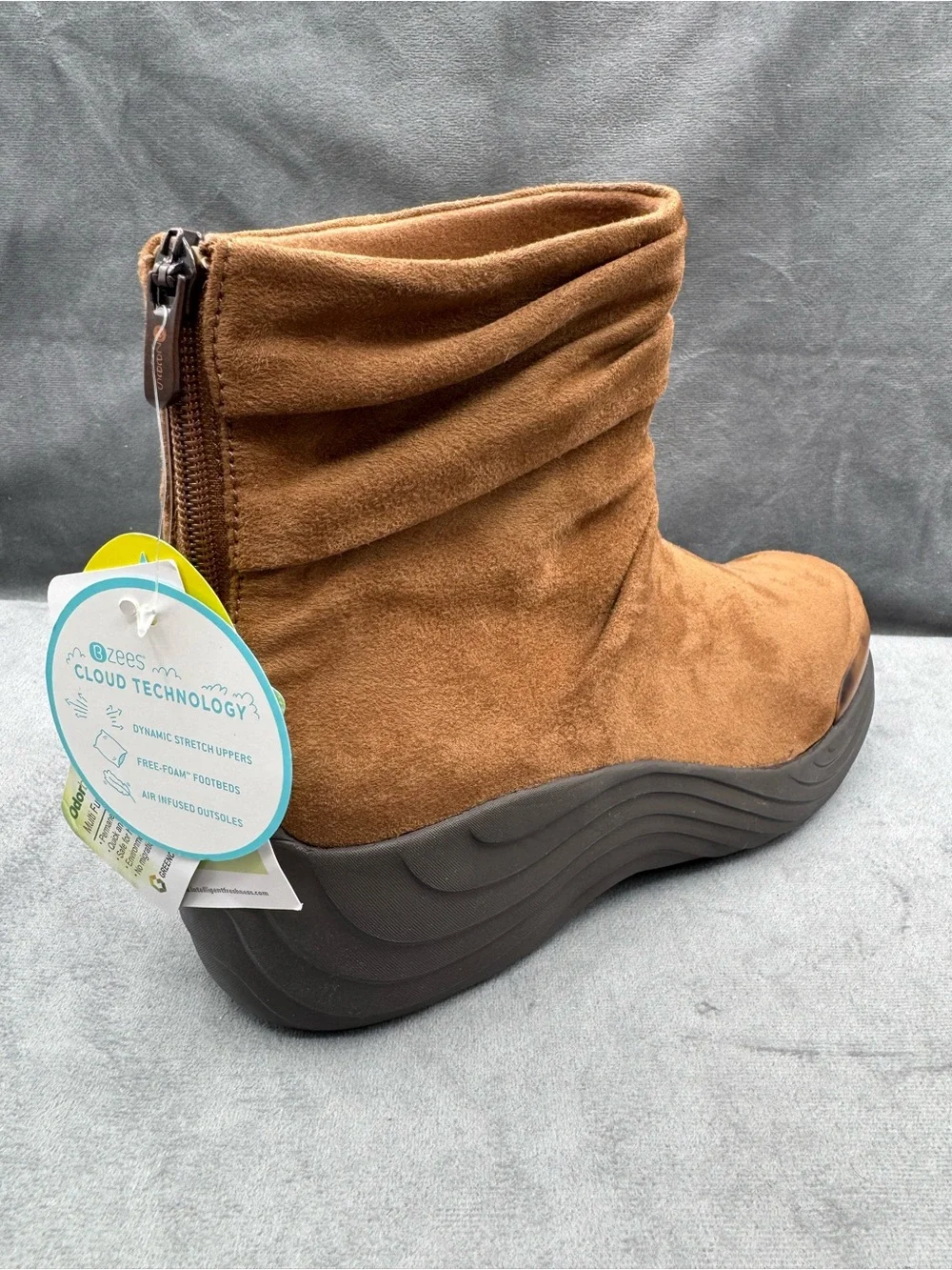 Bzees Zizzle Ankle Boots Women’s Size 11 Tan Wedge Comfort Back Zip‎ NWT